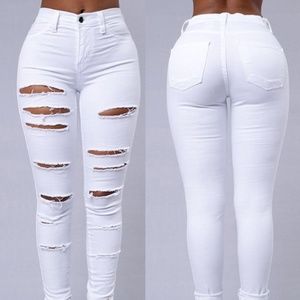 Zipper Fly Ladder Cutout Ripped Skinny Jeans